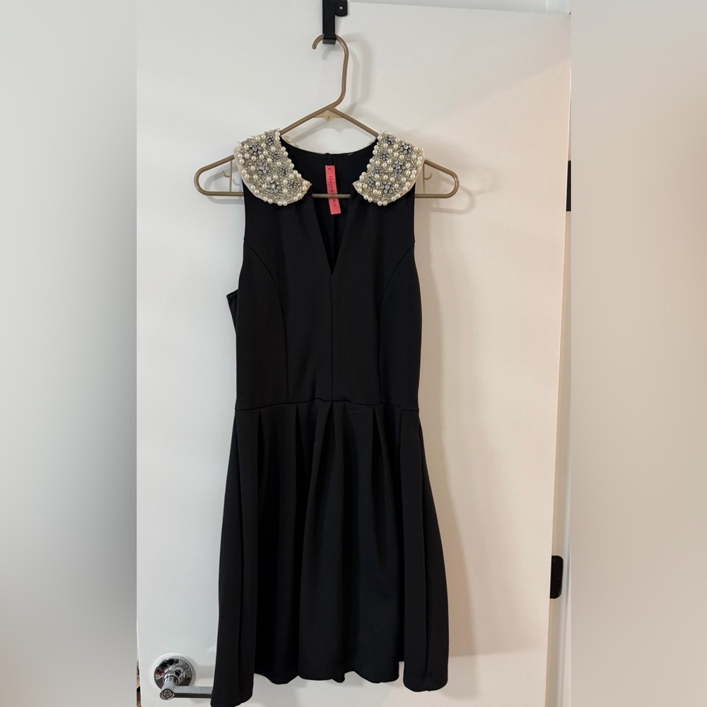 Eight Sixty Black Dress with Pearl Accents